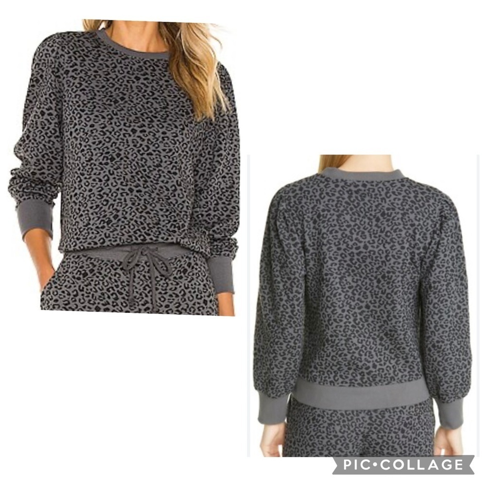 RAILS Women’s Gray Black MARCIA Sweatshirt Charcoal Mini Cheetah Print Size S
